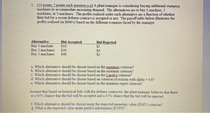 please help me! 5. (14 points, 2 points each