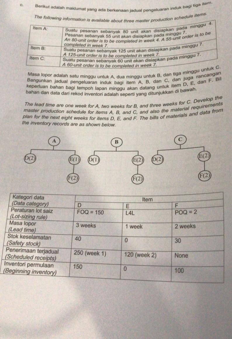 Item A completed in week 7 Item B Item C: Berikut