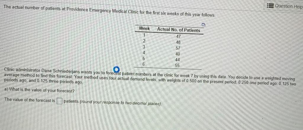 Following are two weekly forecasts made by two