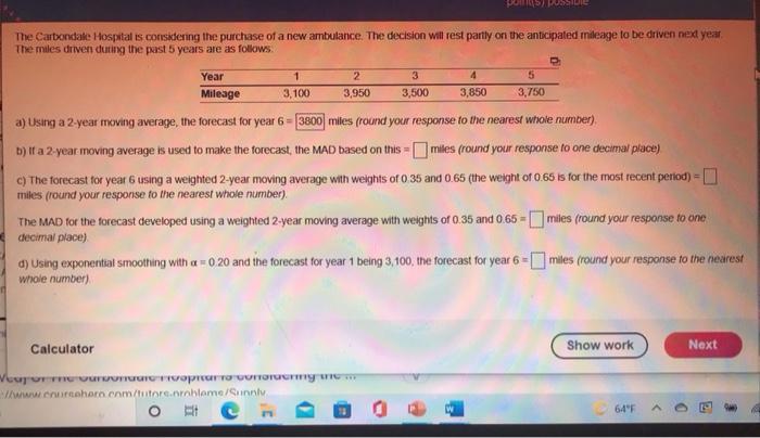 please show work, do not use excel please POS DE