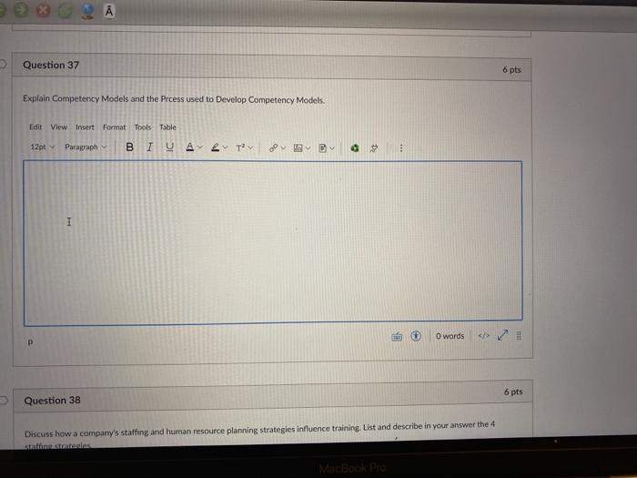 Question 37 6 pts Explain Competency Models and