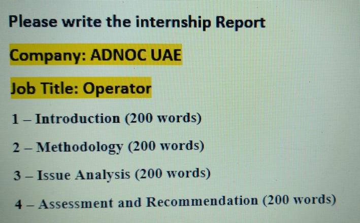 the report must be professional please Please