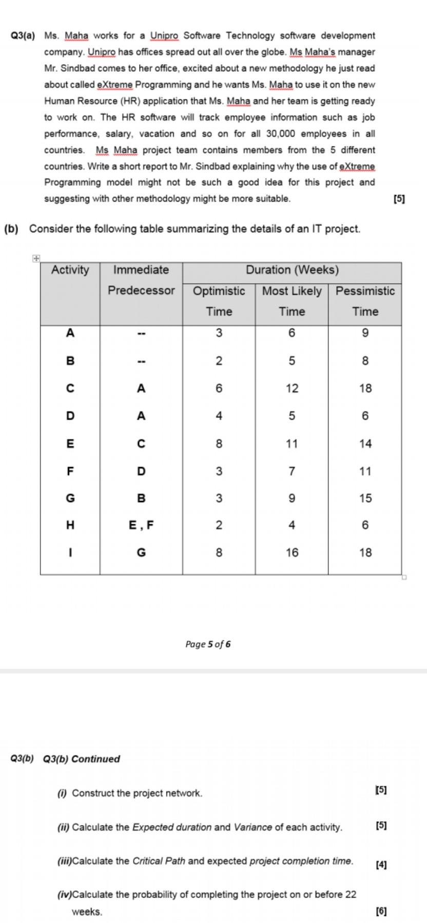 Q3(a) Ms. Maha works for a Unipro Software