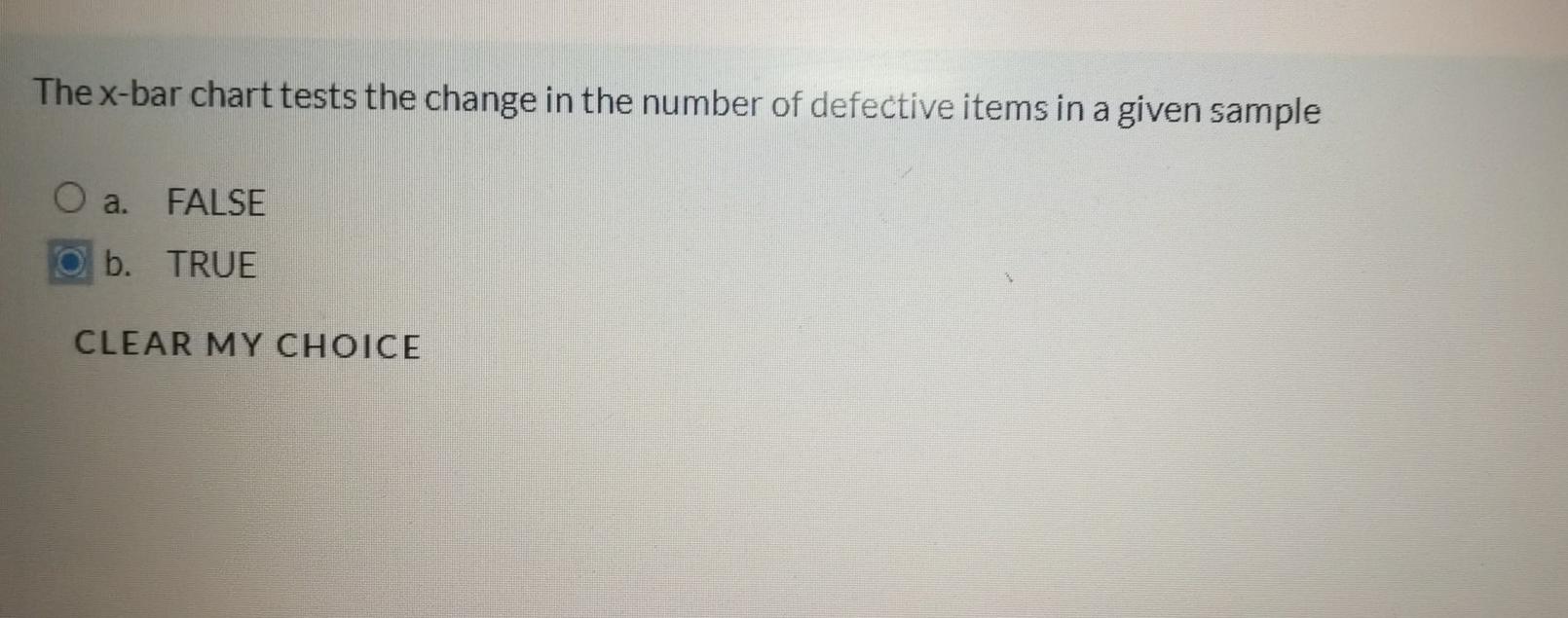 The x-bar chart tests the change in the number of