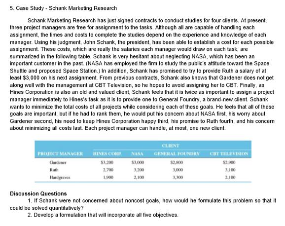 5. Case Study - Schank Marketing Research Schank