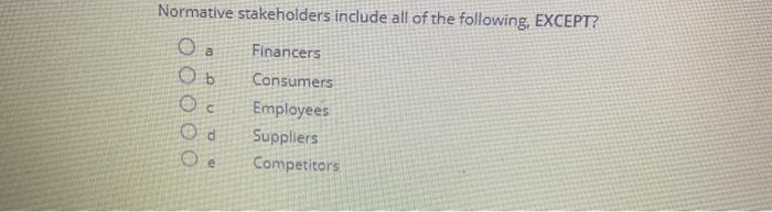 Normative stakeholders include all of the