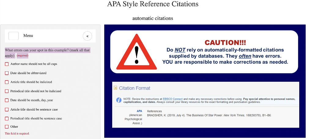 APA Style Reference Citations automatic citations