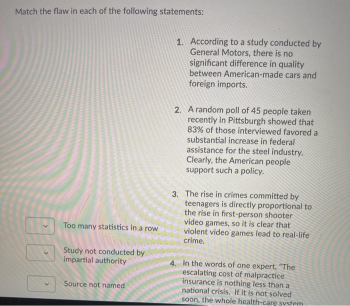 i just need this answer. Match the flaw in each