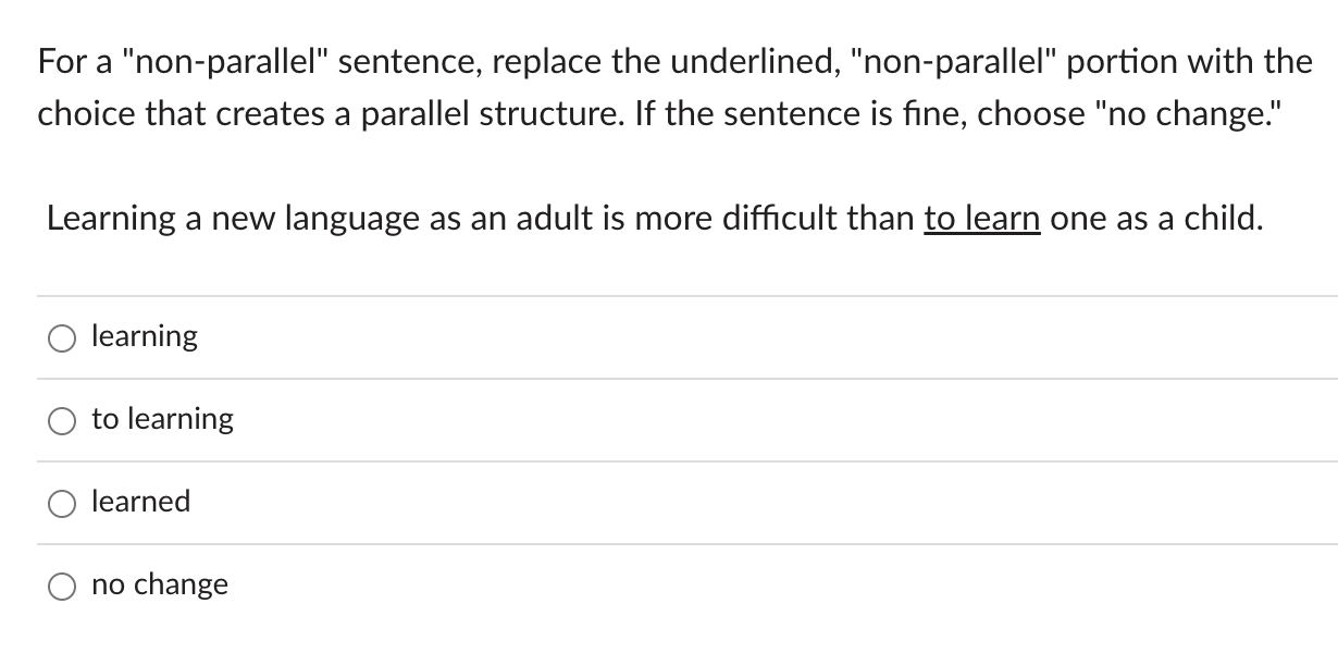 For a "non-parallel" sentence, replace the