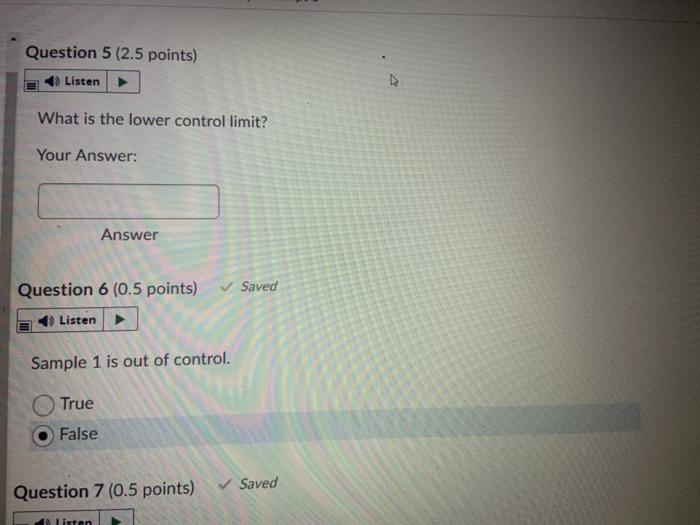 A quality inspector took six samples, each with