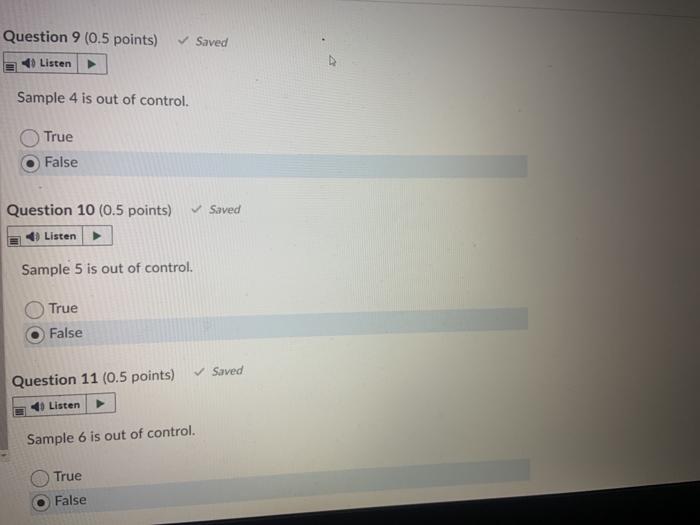 A quality inspector took six samples, each with