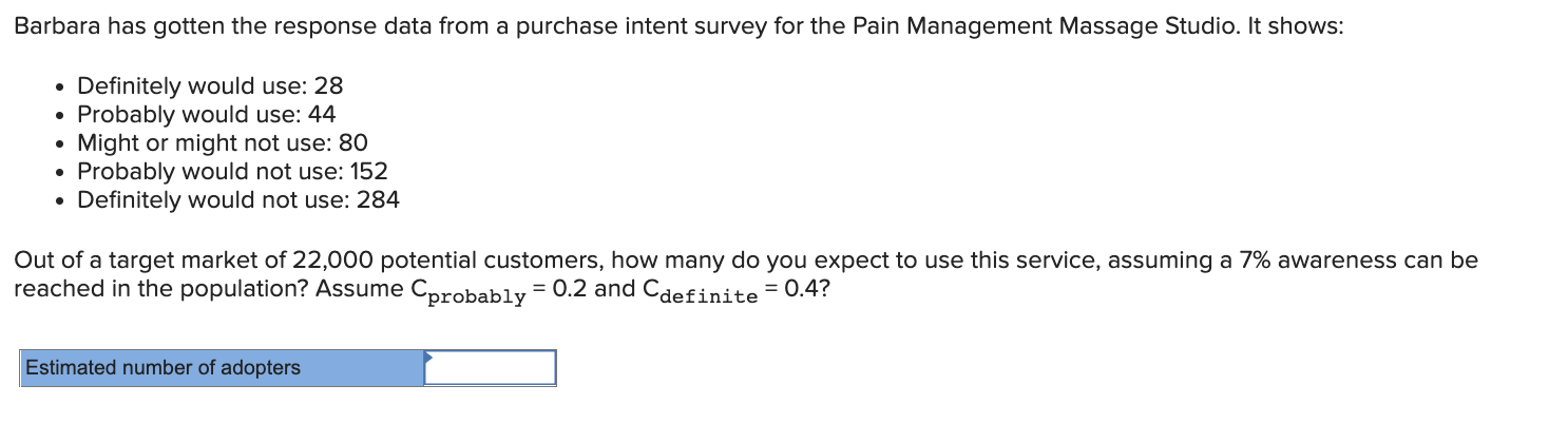 Barbara has gotten the response data from a