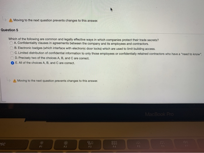 Moving to the next question prevents changes to