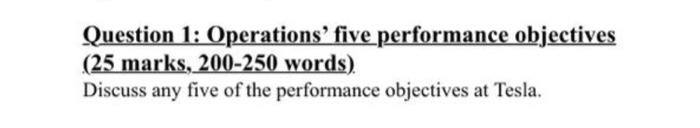 Question 1: Operations' five performance