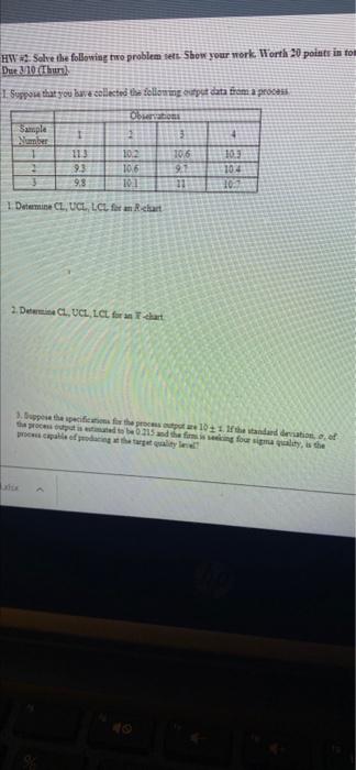 HW Sahre the following two problem sett Show your