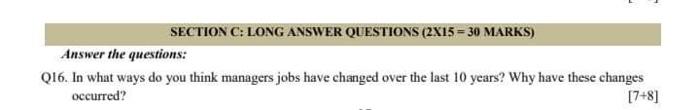 SECTION C: LONG ANSWER QUESTIONS (2X15 = 30