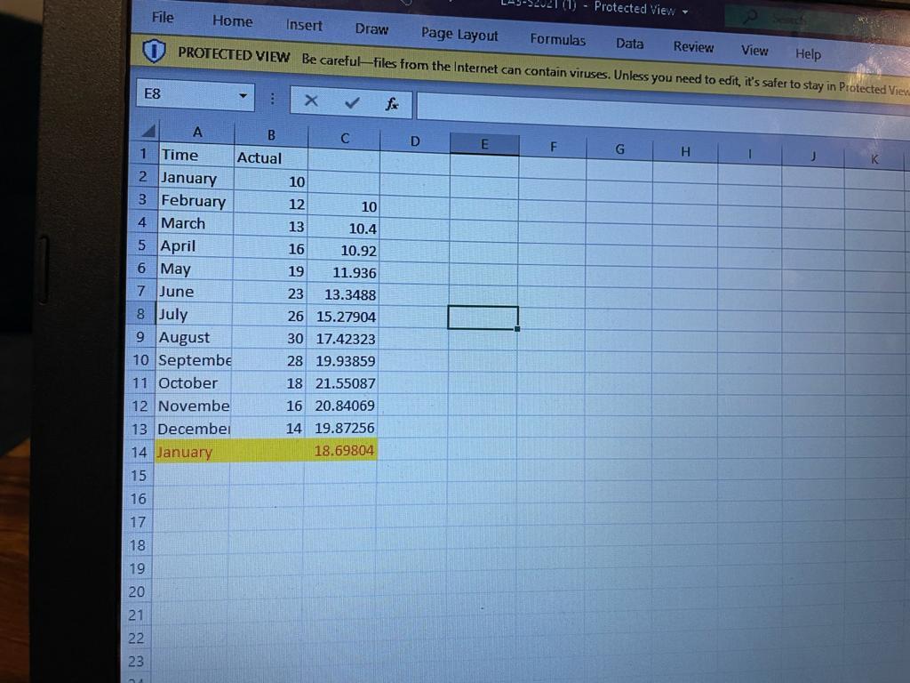 Protected View - File Home Insert Draw Page