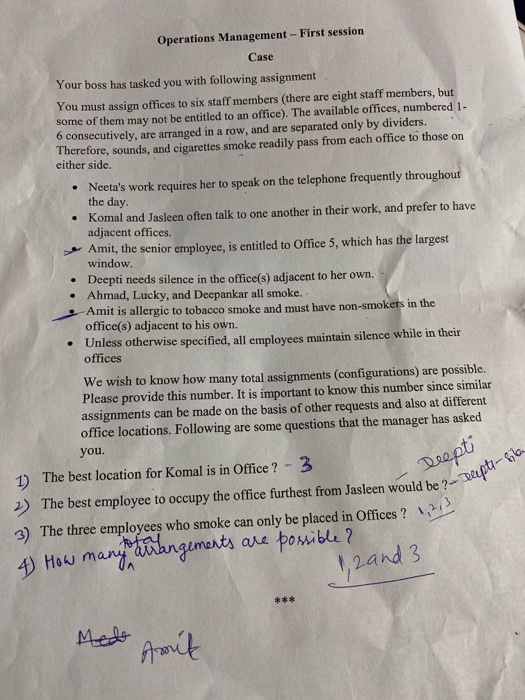 Operations Management - First session Case Your