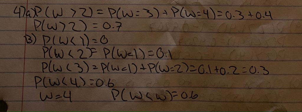 Problem six: Given the distribution for Y and W