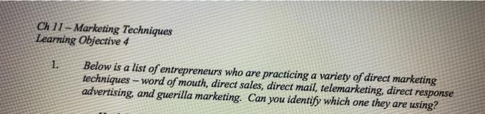 Ch 11 - Marketing Techniques Learning Objective 4