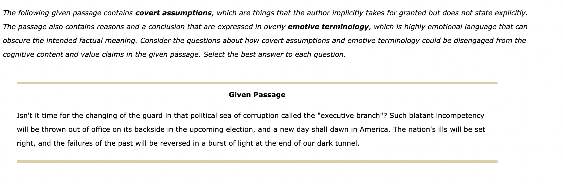 The following given passage contains covert