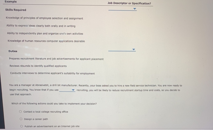 1. Recruiting Which of the following actions is