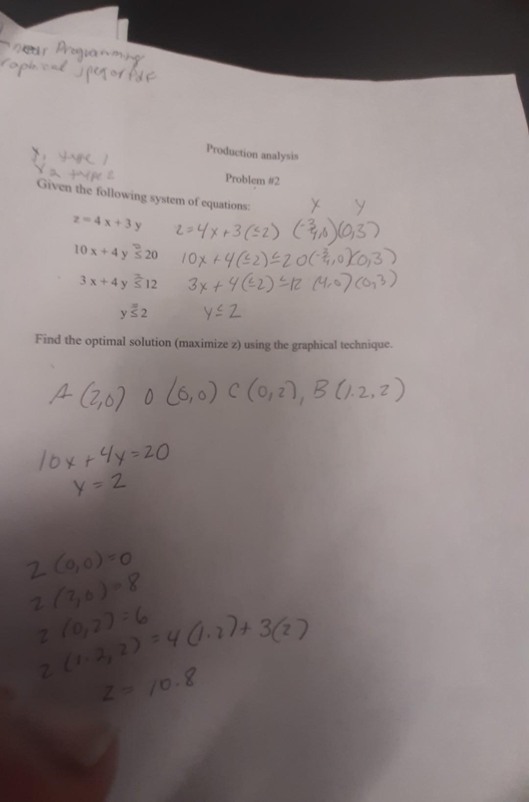 find through optimal solution (maximize z) using