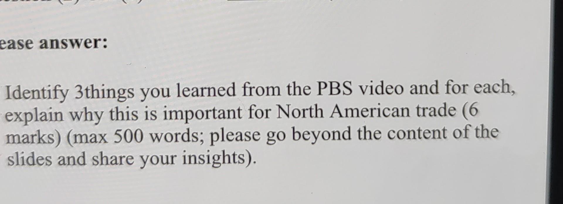ease answer: Identify 3things you learned from