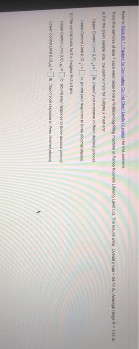 Refer to Table 56.1. Factors for Computing