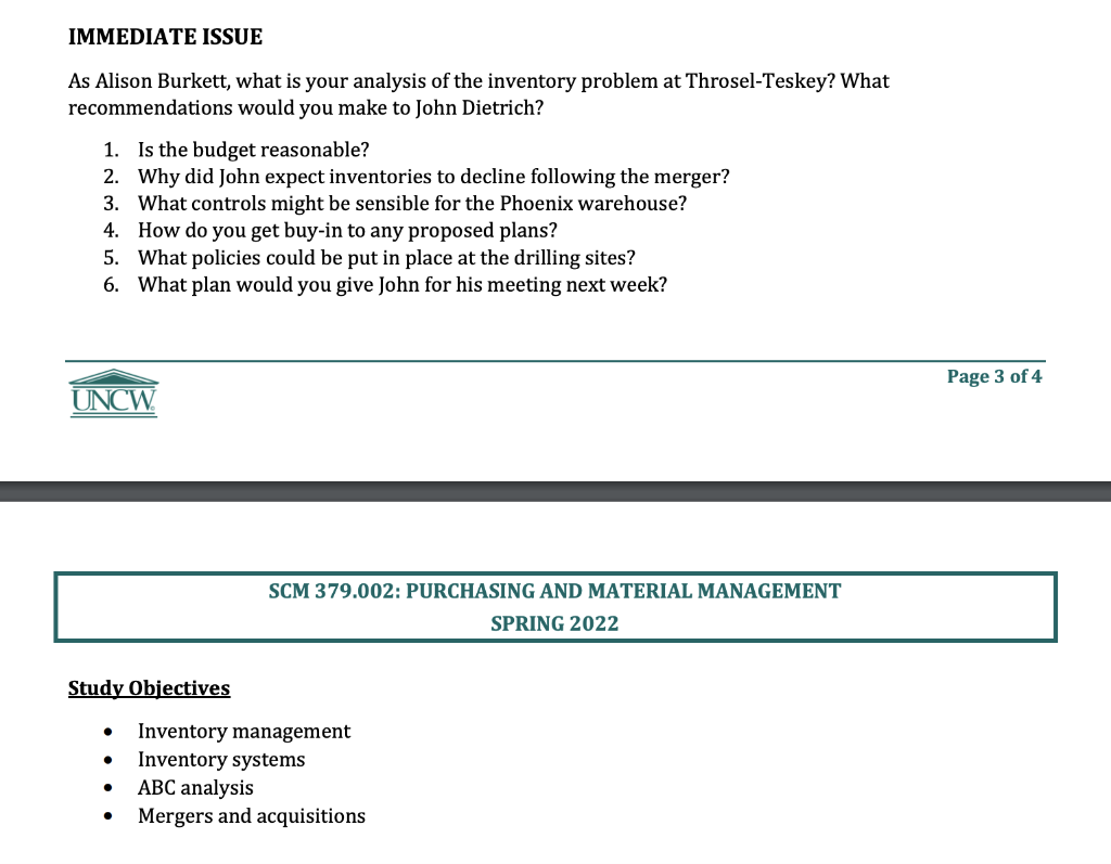 Chapter 8 - Quantity and Inventory Case 8-2: