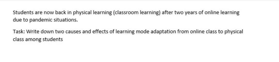 Students are now back in physical learning