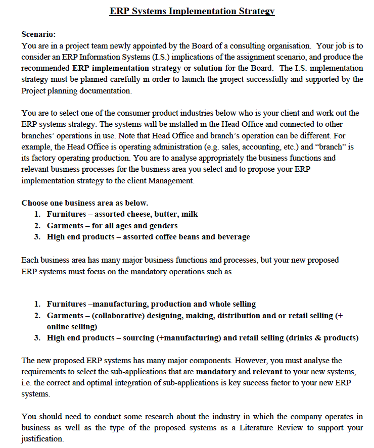 ENTERPRISE RESOURCE PLANNING ERP Systems