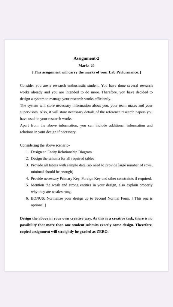 Assignment-2 Marks-20 [This assignment will carry