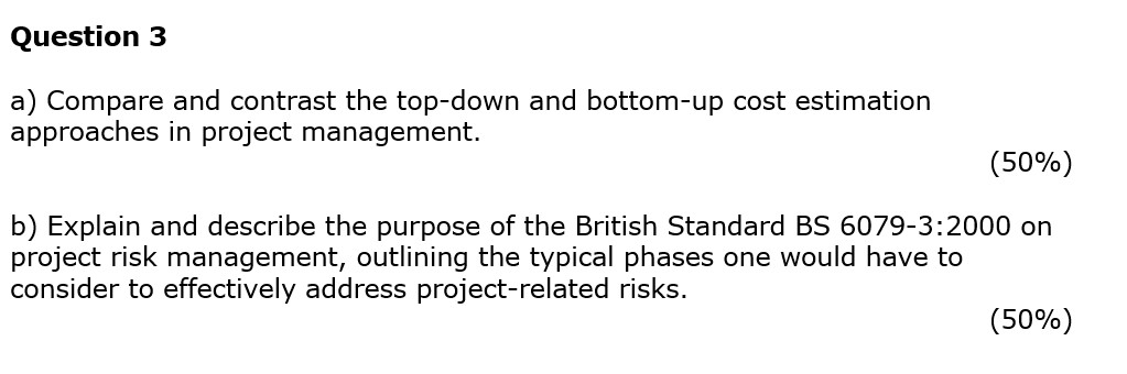 Project management problem Question 3 a) Compare