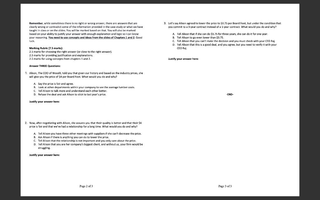 this is MGT373 negotiation course, please no