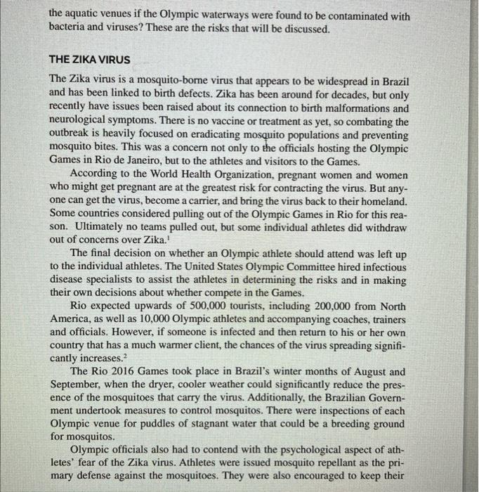 Olympics (D): Managing Health Risks for Some