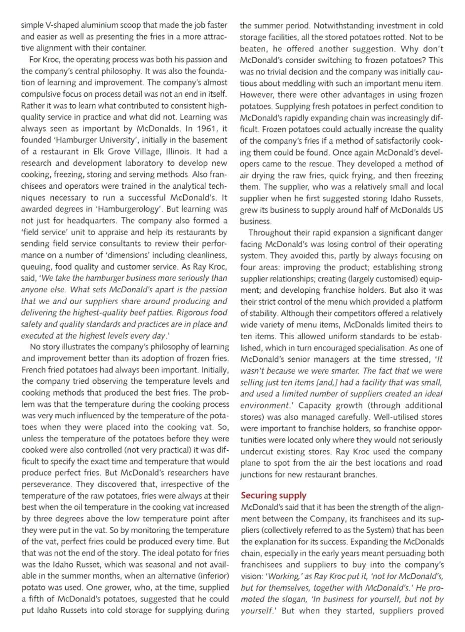 CASE STUDY McDonald's: half a century of growth