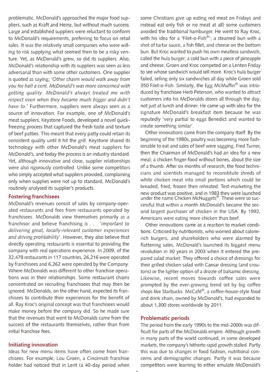 CASE STUDY McDonald's: half a century of growth