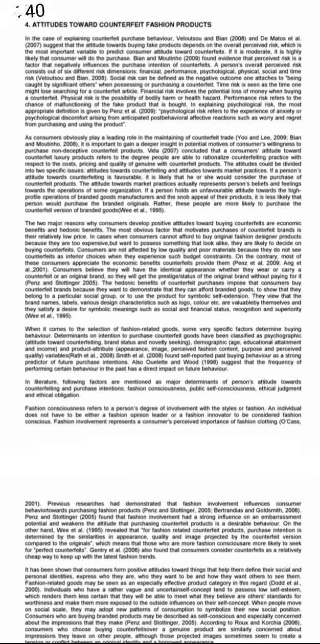 jj :40 4. ATTITUDES TOWARD COUNTERFEIT FASHION