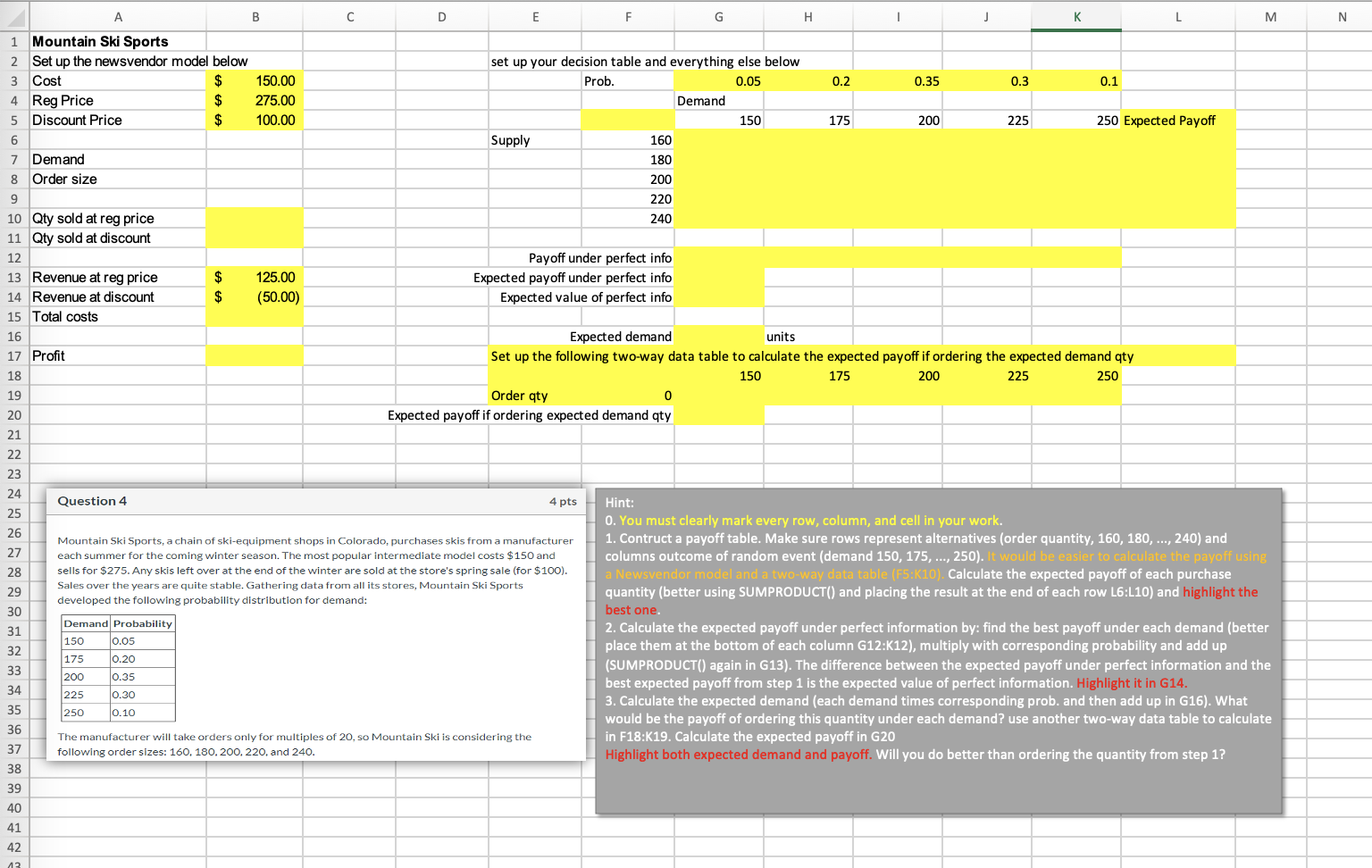 Please show the excel formulas as well!! A B E F