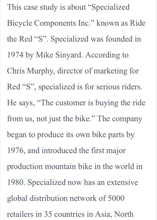 This case study is about Specialized Bicycle