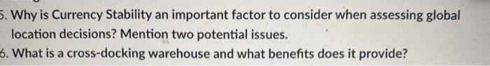 Supply chain question. 5. Why is Currency