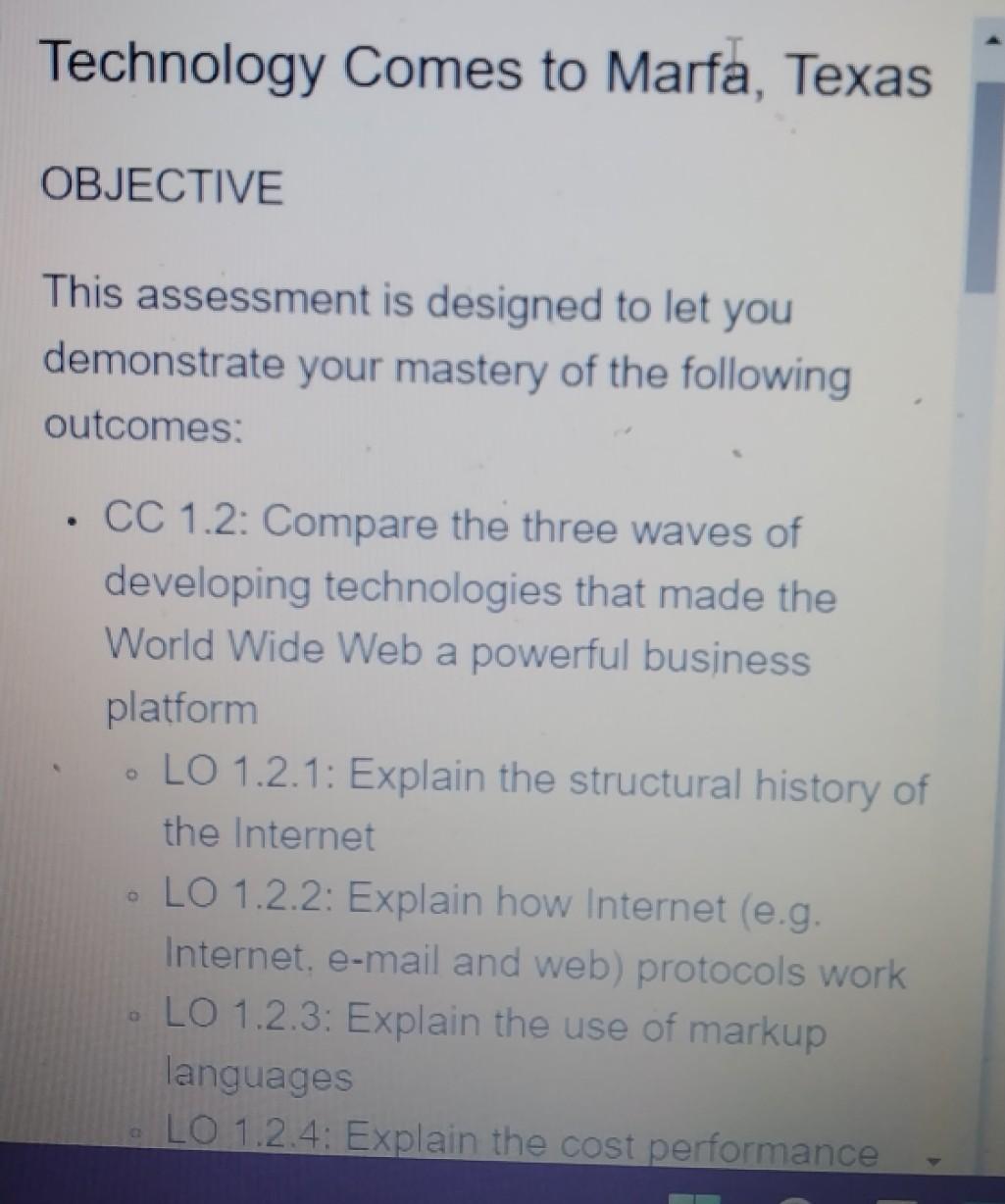Technology Comes to Marfa, Texas OBJECTIVE This
