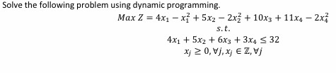 Solve the following problem using dynamic