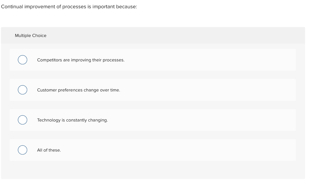 Continual improvement of processes is important