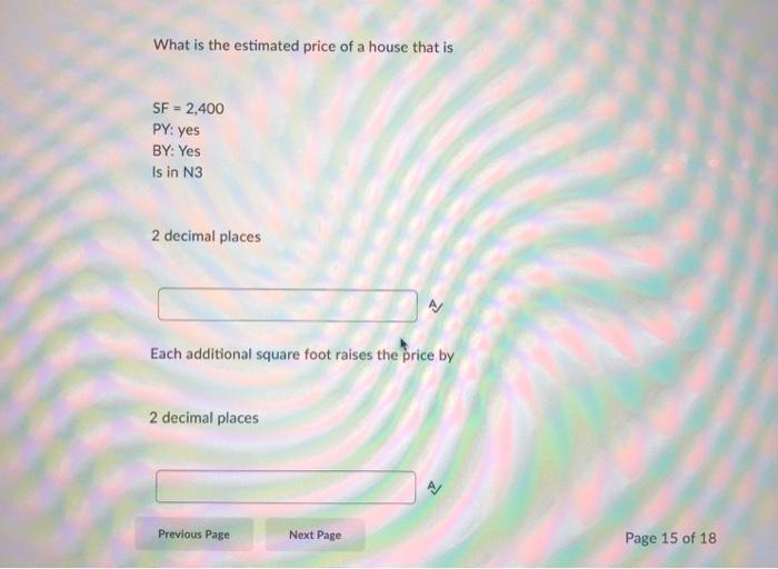 Question 15 (16 points) SUMMARY OUTPUT Regression