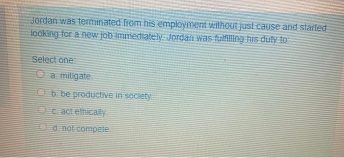 Question 56 The Employment Standards Code