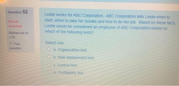 Question 56 The Employment Standards Code