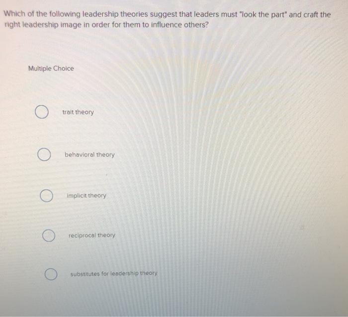 Which of the following leadership theories