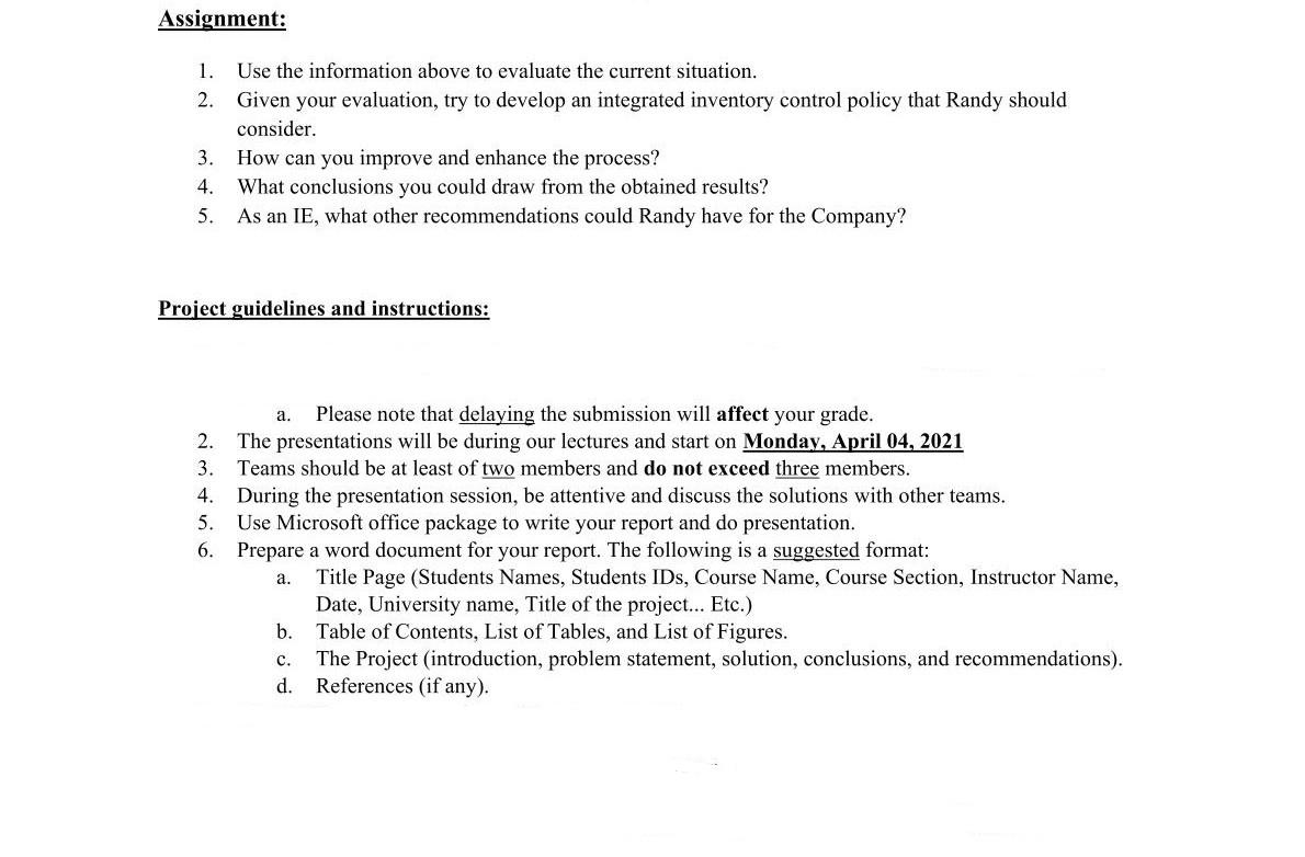 ABC analysis Problem statement Randy Smith was